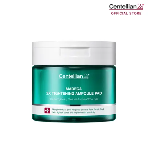 [Centellian24] Madeca Double Tightening Ampoule Pad (60 Pcs) for Adults - TECA Tight, AHA/BHA, Centella Keratinase - Pore Refining, Firming, Gentle Exfoliation, Cooling Soothing Swipe, Hydration Lift, Centella Calm Care - Korean Skincare Face Mask