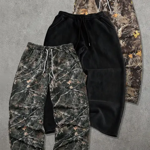 Tikmen Floral Camo Sweatpants Set, Casual Street Style, Athletic Casual Pants, Gym Pants, Casual Activewear Bottoms, Unisex Outdoor Wear, Spring & Fall, Three-Piece Pack
