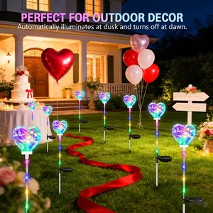 1pc Solar Outdoor Heart-Shaped Lawn Light, Colorful LED Landscape Pathway Light, IP44, Ideal for Mother's Day, Valentine's Day, wedding proposals, Christmas decorations, outdoor landscape lighting, lawn lights.