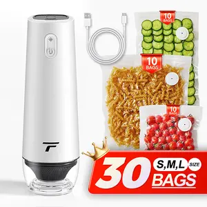 [Mother's Day Gift] Meal Prep Essential Handheld Vacuum Sealer with 30 Reusable Bags - 6X Longer Food Freshness, Wireless Portable Electric Food Saver with Visual Water Tank - One-Touch Powerful Sealing for Kitchen & Travel