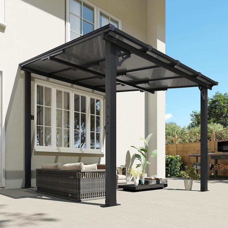 【Ships in 1 Packages】Aoxun 8x10'/5x8' Wall-Mounted Gazebo Pergola for Outdoor Patio with 55lbs/㎡ Load-Bearing Capacity LED Waterproof Hanging Lights Durable Polycarbonate Material 【Ships in 1 Packages】Aoxun 8x10'/5x8' Wall-Mounted Gazebo Pergola for Outdoor Patio with 55lbs/㎡ Load-Bearing Capacity LED Waterproof Hanging Lights Durable Polycarbonate Material