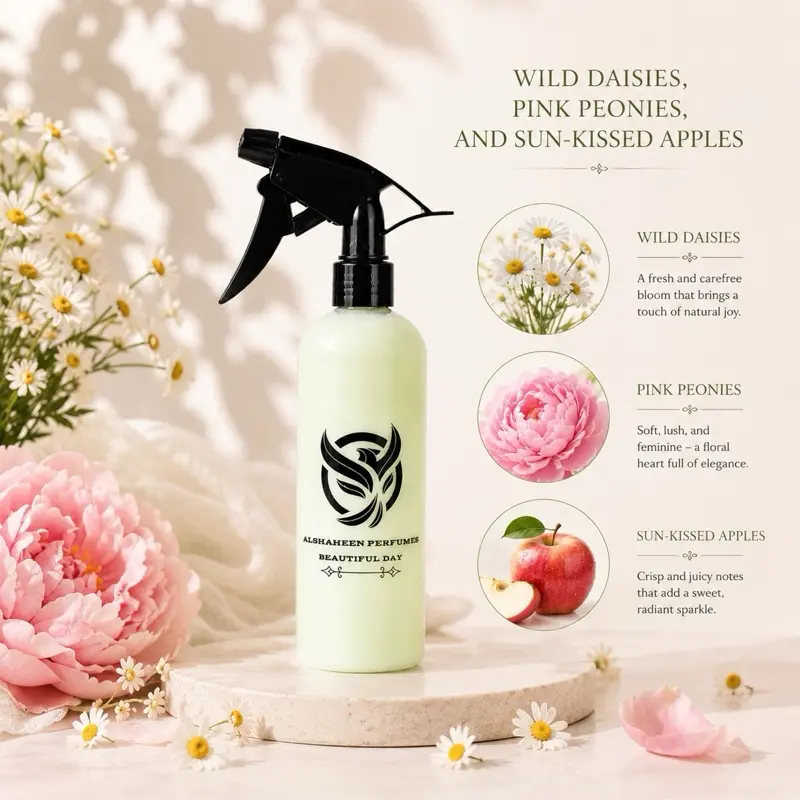 Alshaheen Perfumes Scented Fragrance Spray, Beautiful Day Fresh Clean Aroma Home Air Freshener, 300ML Light Home Care Supply