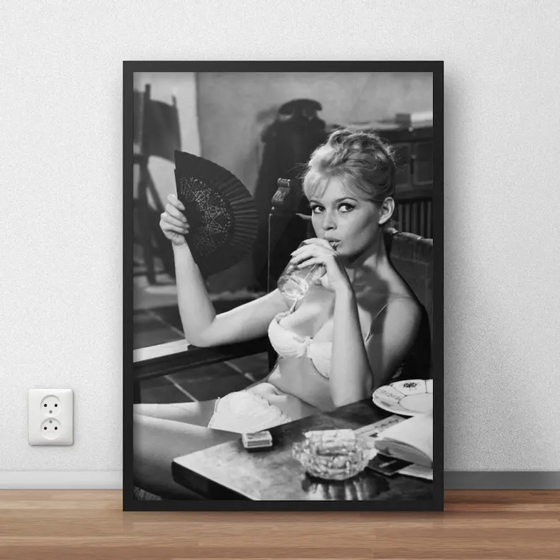 Brigitte Bardot Bikini Print Vintage Hollywood Black and White Wall Art Vintage Print Photography Prints