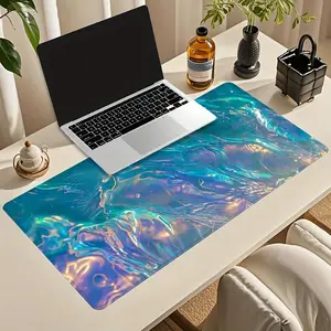 Iridescent Fluid Art Mouse Pad, Non-slip Rubber Base Mouse Pad with Stitched Edge, Large Desk Mat for Home Office