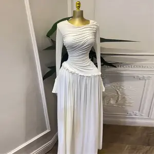 Autumn and winter clothing Women Elegant Long Sleeve Pleated Maxi Dress New 2025 Fall Sweet Holiday Beach Luxury Evening Birthday Party Dresses
