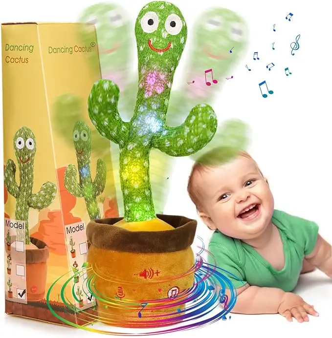 Emoin Talking Cactus Toy, Interactive Toys Dancing Cactus Toy Mimicking Repeating What You Say,Montessori Toys Toddler Infant Baby Toys Gifts for 6 7 8 9 10 Month Old Baby LED Musical Toy Dealsforyoudays
