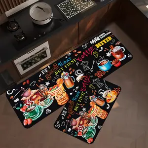 Coffee themed kitchen mat set, machine washable and non-fading, non-slip floor mats for living room, bedroom, kitchen, tapestries, sink area, hallway, study, dining room, bathroom, hotel, office, farmhouse laundry room decoration, home decoration