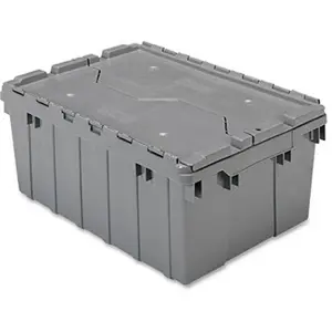 Akro-Mils  8.5 gal Attached Lid Storage Container Box, Grey