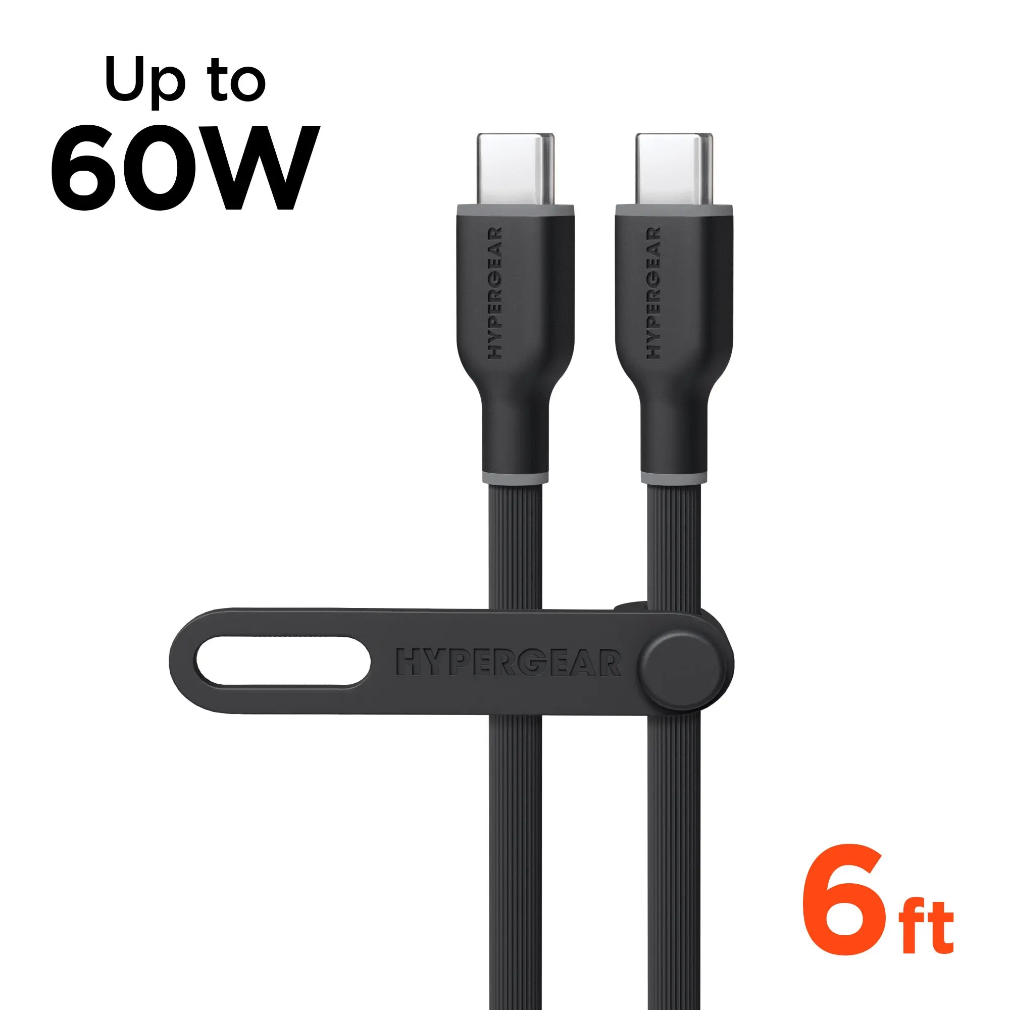 Flexi Pro USB-C Fast Charging Cable - 6 ft Soft-Touch Silicone Flexible Wire, 10x More Durability, Supports 480Mbps Sync, Black, Compatible with Smartphones, Mobile Devices