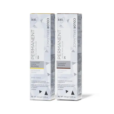 Ion Permanent Cream Hair Color Kit, 2.05oz Salon-Quality Conditioning Dye with Hyaluronic Acid, Argan Oil Leaves Hair Soft and Shiny, Vegan & Cruelty-Free PPD-Free Botanical Formula, 100% Gray Coverage, Long-Lasting Fade-Resistant Oil-Infused Haircare, Pe