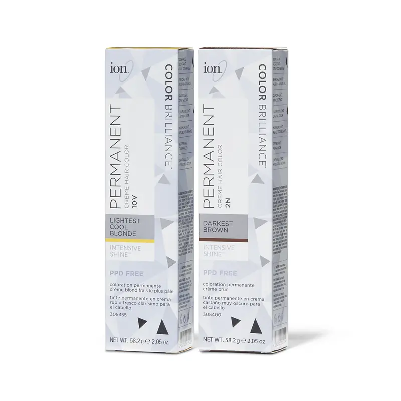 Ion Permanent Cream Hair Color Kit, 2.05oz Salon-Quality Conditioning Dye with Hyaluronic Acid, Argan Oil Leaves Hair Soft and Shiny, Vegan & Cruelty-Free PPD-Free Botanical Formula, 100% Gray Coverage, Long-Lasting Fade-Resistant Oil-Infused Haircare, Pe