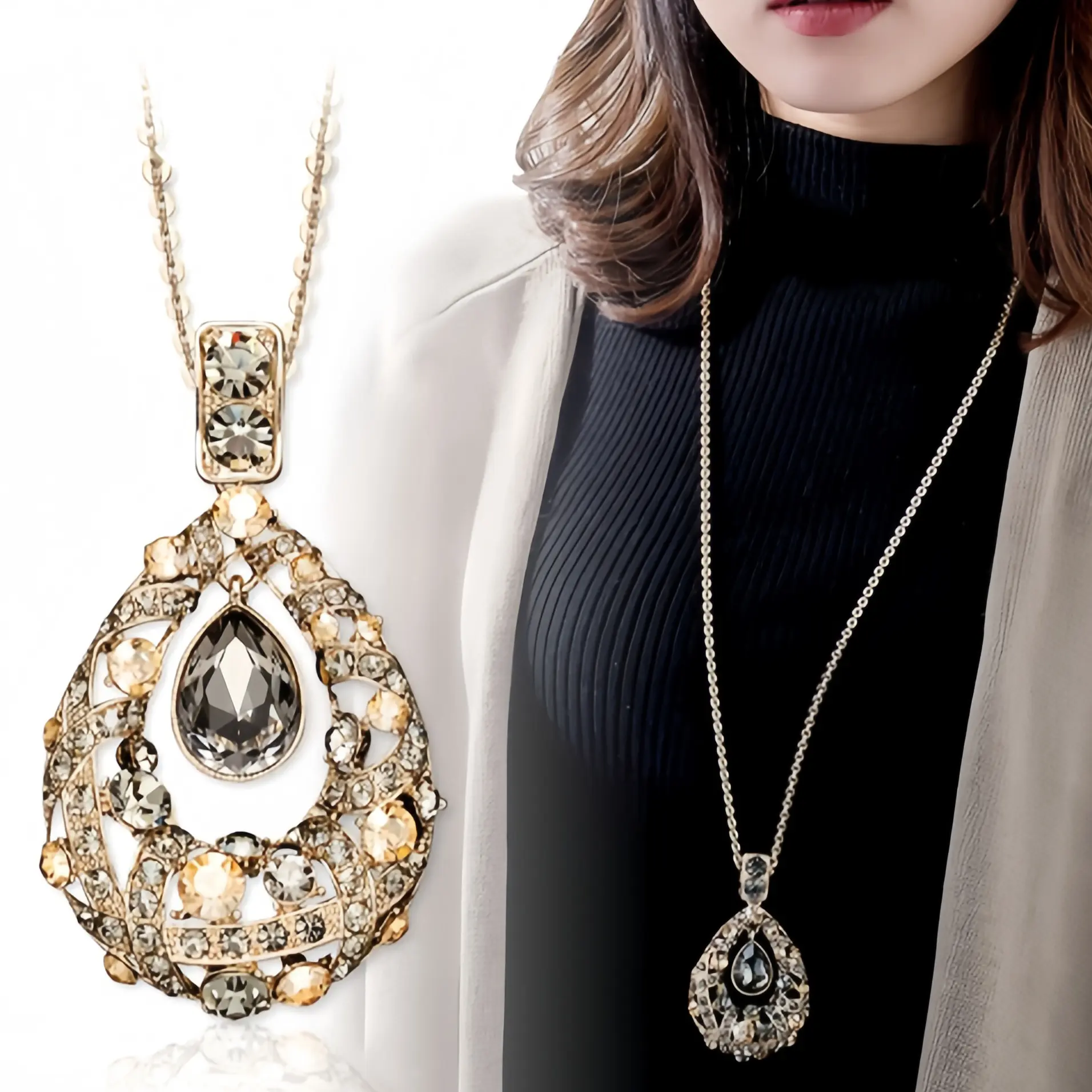 375 Champagne Water Drop Necklace