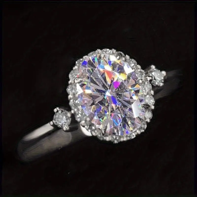 Minimalist & Exquisite Oval Cubic Zirconia Women's Wedding Ring - Bridal Jewelry for Weddings & Banquets, High-Quality Engagement/Proposal Ring, Gift for Valentine's Day/Birthday/Anniversary, Women's Accessory
