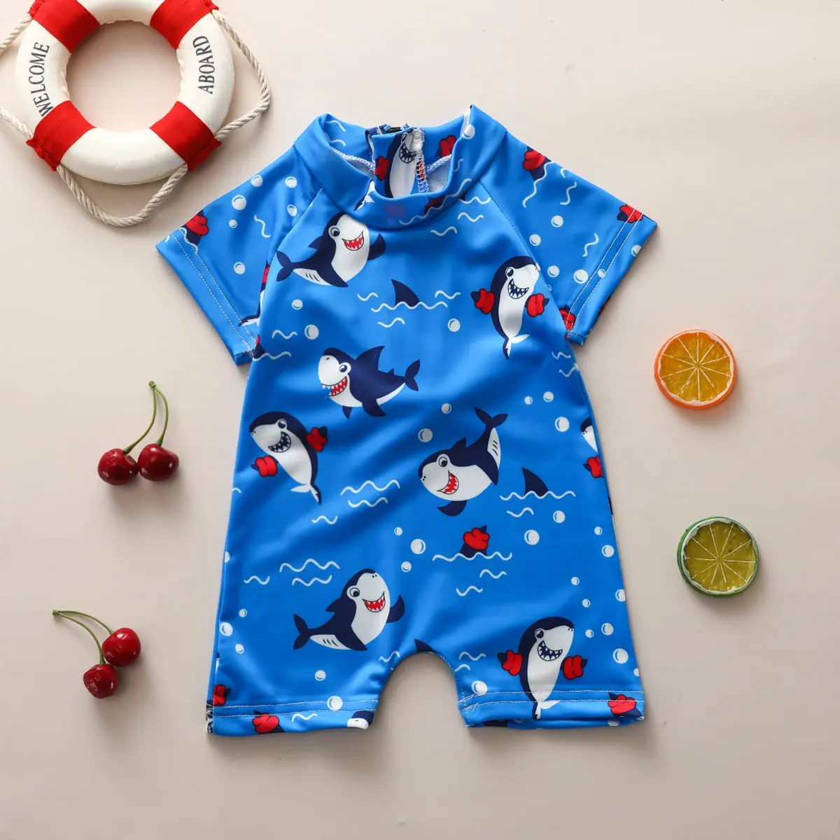 SCKTOO Toddler Baby Boys Kids Short Sleeve Swimwear Infant Bathing Suit Newborn Rash Guard Swimsuit