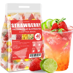 ULTHMOK Strawberry Passion Fruit Tea 5g*40bags with Strawberry Slices Passion Fruit Green Orange Summer Refreshing Tea Easter Basket Stuffers Beverage