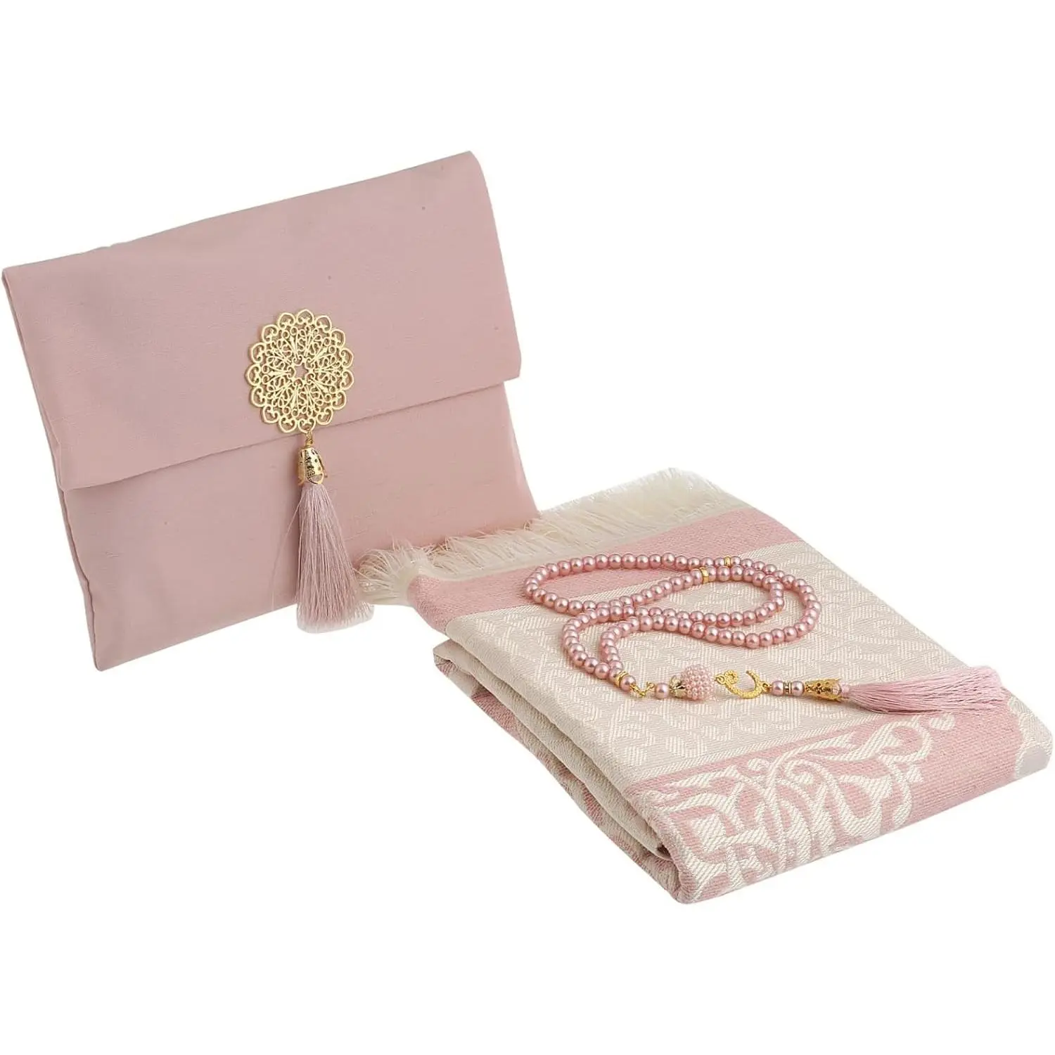 Muslim Prayer Rug with Tasbih and Portable Bag, Muslim  for Women Men, Mubarak Islamic Box, Soft Mat Islam Gifts Set, Turkish Sajadah for Ramadan, Eid, Hajj, Travel, Pray ( )