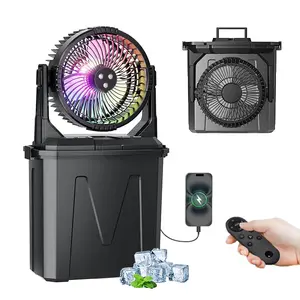 Portable Camping Misting Fan with Remote Control 20000mAh Rechargeable Summer Spray Fan with LED Light for Patio BBQ RV Travel Portable Home Cooling Fan Adjustable Speed Fan Usb Powered Fan