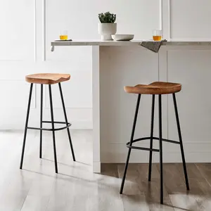 Modway Concord Backless Wood Bar Stools - Set of 2 in Walnut