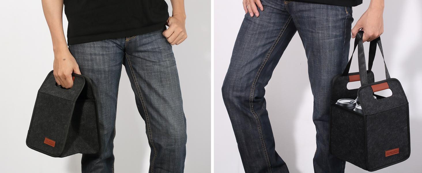 4 Cup Drink Carrier with Handle, Reusable Insulated Drink Caddy Drink Holder for Car, Folding Portable Coffee Cup Holder Bag for Travel and Delivery