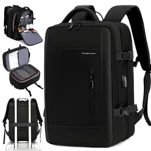 Large-capacity men's travel backpack, compliant with airline luggage size standards, featuring multiple zippered pockets, a laptop compartment, and adjustable shoulder straps, suitable for business trips, hiking, daily commuting, and student use
