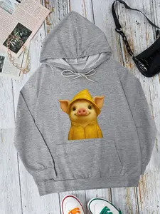 Cartoon Pig Printed Lightweight Women's Hoodie For Spring And Autumn,Cleanfit Commuter Casual  Long Sleeve TikTok Trending Hoodie Women Tops Sweatshirt