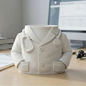 Creative Doctor Coat Pen Holder with Stethoscope, Pla Biodegradable Desk Organizer, Stationery Ornament for Medical Students