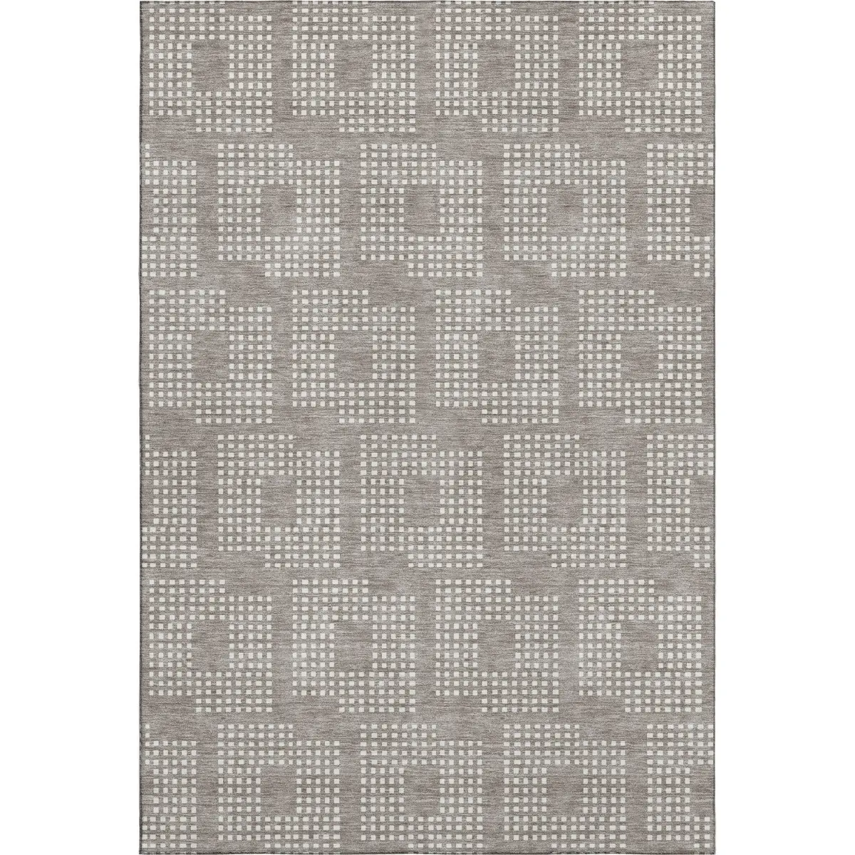 HomeRoots 670743 3x5 ft. Taupe & Ivory Geometric Transitional Rectangular Area Rug, Dual-Tone Machine-Washable No-Slip UV-Protected Machine-Made Rug, Rectangular Area Rugs, Dual-Tone Area Rugs