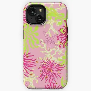 Pink and Neon Green Coral Design iPhone Case