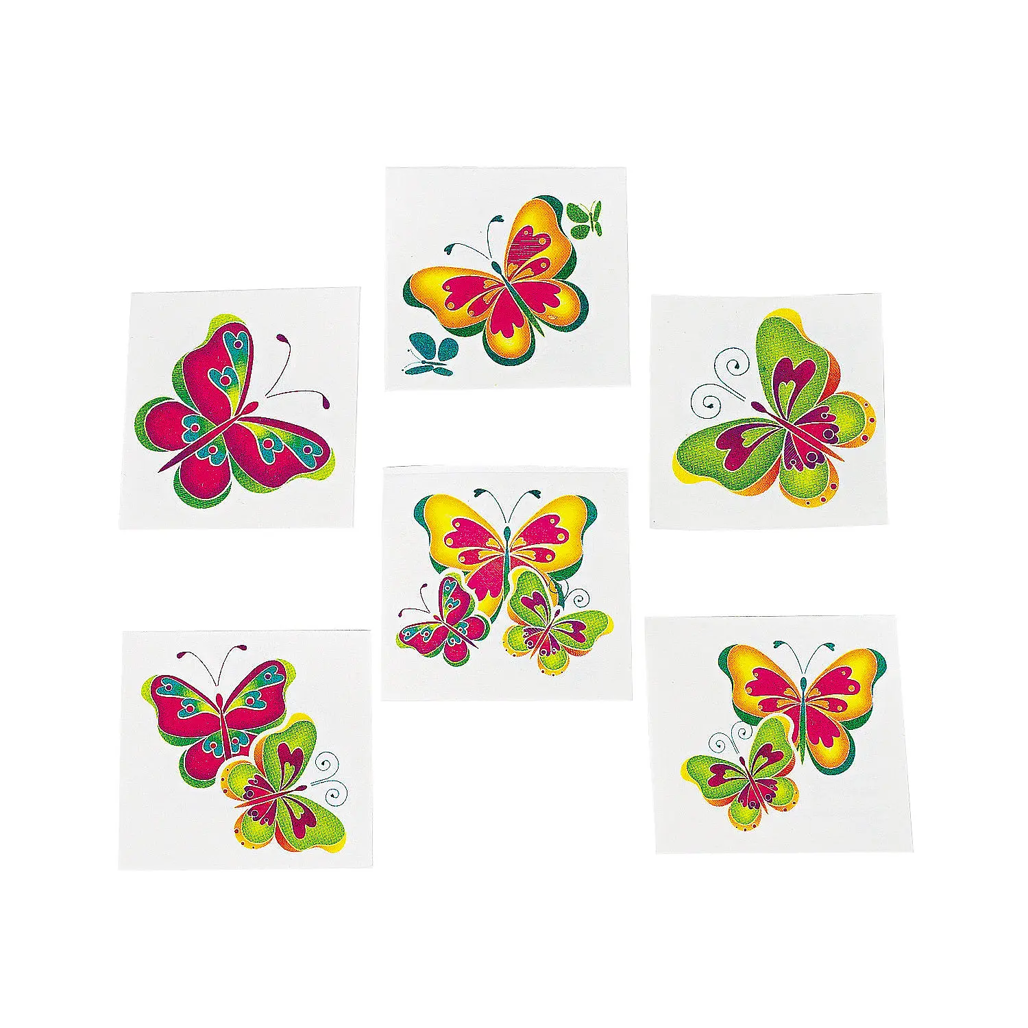 72 Pcs Assorted Butterfly Temporary Tattoos, 1.5" Bright Color Body Art Stickers, Non-Toxic Party Favors for Kids, Assorted Temporary Tattoos, Carnival Temporary Tattoos