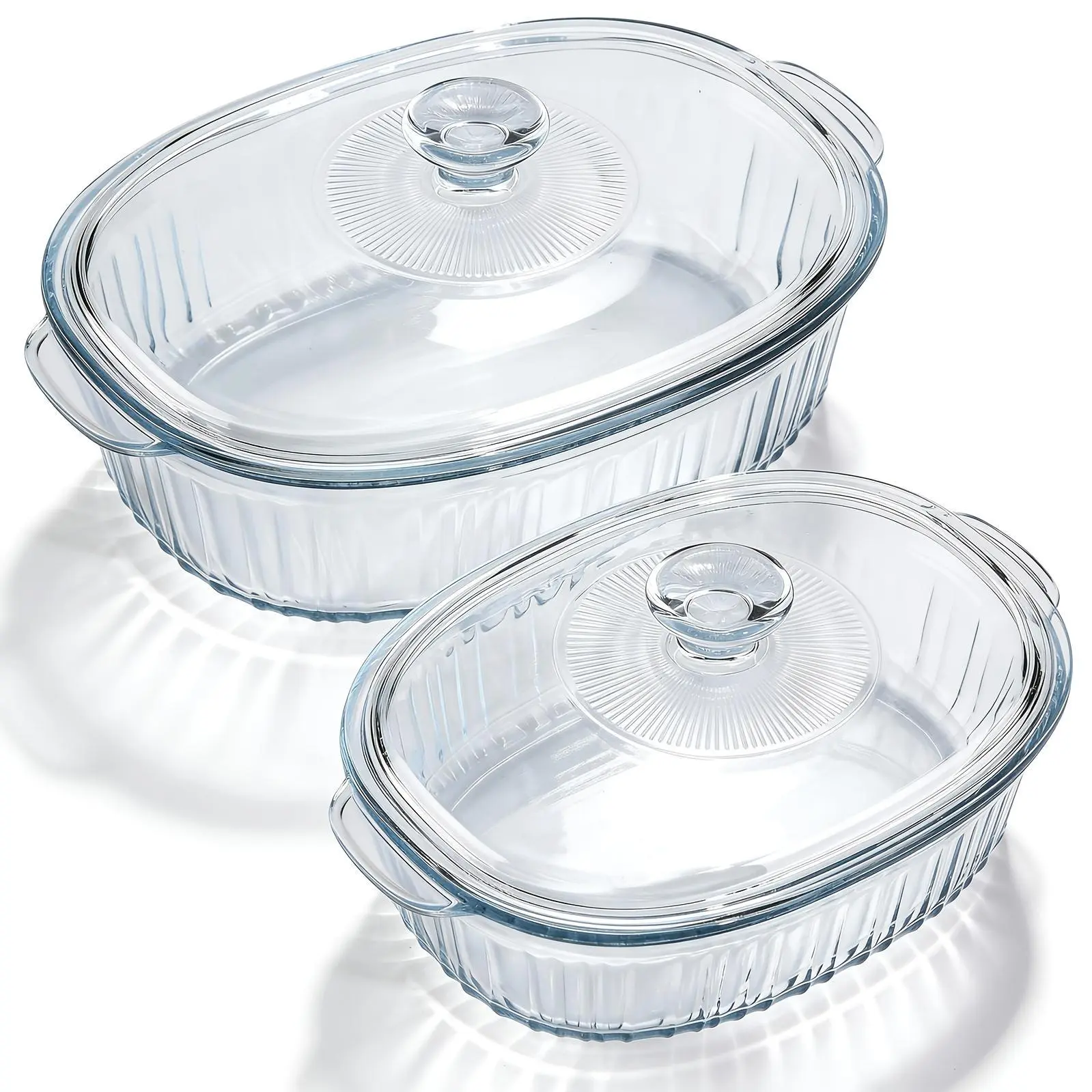 Glass Baking Dish with Lid Set, Casseroles with Glass Lids, 61oz, 95oz, Oven & Microwave Safe, Versatile Deep Glasses Food Container for Baking, Cooking; with Ideal for Desserts, Chicken, Pasta, for Holidays