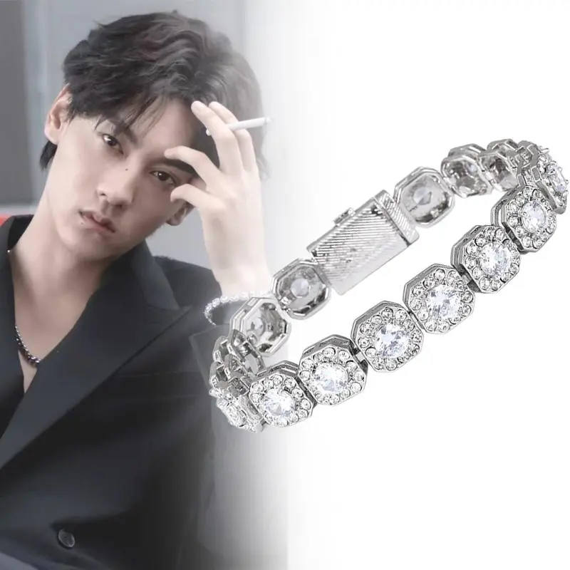 TV Series Revenged Love Chi Cheng Cosplay Bracelet Unisex Hip Hop Sparkling Diamond Bangle Jewelry Hand Chain Accessories