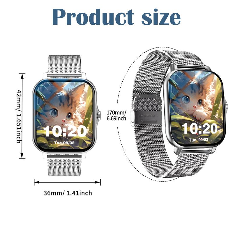 Smartwatch, Fitness Smart Watches - 2026 Unisex, Wireless Connection & Answer/Make Call, Pedometer Fitness Tracker, Steps/Calories Counter, Multiple Sports Modes, Sedentary Reminder & Message Push, Alarm Clock, Remote Music Playback