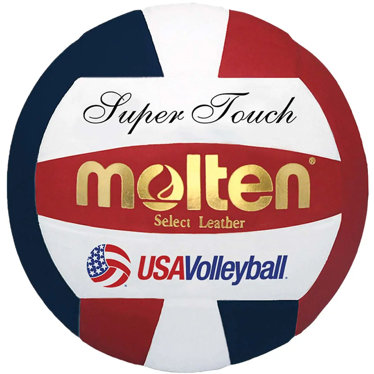Molten Super Touch IV58L-3 Volleyball, Official USA Volleyball Equipment in Premium Japanese Leather with Uni-Bladder Cotton Construction for Indoor Play, Official Size and Weight, Cotton Wrap, Indoor Use