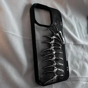 Fishbone Bloom Black Niche Ins Crusoe Style Halloween Phone case Protective Back for iPhone17promax17pro/17/17Air/16promax/16pro/16plus/16/15/14/13/12/11/ Protection Cover Cellphone Smartphone Protector Casing Skeleton