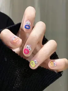 1pc Colorful Monster Mouth 3D Nail Stickers - Reusable, Easy Apply & Remove, Vibrant Nail Art Decals for Halloween, Parties & Everyday Nail Accessories, Halloween Nail Charms, Party Accessories