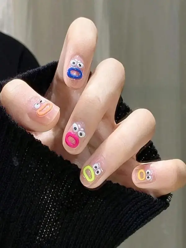 1pc Colorful Monster Mouth 3D Nail Stickers - Reusable, Easy Apply & Remove, Vibrant Nail Art Decals for Halloween, Parties & Everyday Nail Accessories, Halloween Nail Charms, Party Accessories