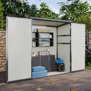【2 Packages ship separately】5.0’ x 3.1’ Outdoor Storage Shed, Resin Utility Tool Shed with Large Storage Room Storage House with Lockable Door, for Backyard, Patio and Lawn Furniture, Beige