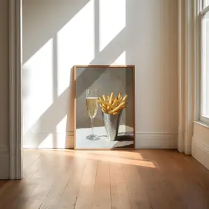 Pomme Frites and Champagne Bar Cart Art Print - Cute Quirky Whimsical - Cocktail Art Bar Cart Decor