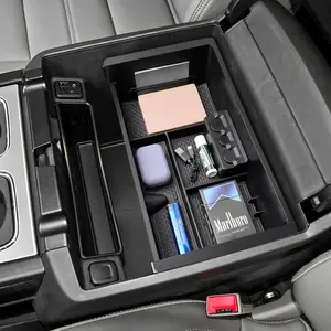 Center Console Organizer Tray Compatible with  Sierra 1500 Accessories/Silverado 1500 2014-2018 / Silverado 2500/3500 HD 15-19 /Suburban/Tahoe/Yukon 15-20 Armrest Storage Box (Black Trim)