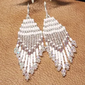 Elegant Brighton White Crystal Beads Earrings with Delicate Design and Sparkling Finish