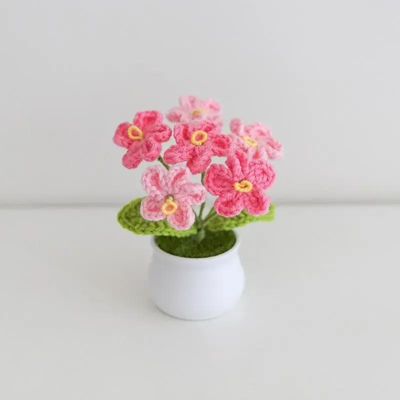 Handmade Crochet Flower Plant (1 Count), Cute Artificial Floral Decor, Perfect for Home, Party and Wedding Decoration