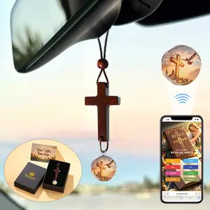 Youtysunny NFC Bible Verse Car Cross Pendant–Black Friday Limited Faith Gift, Sends Bible Verses & Music Based on Mood to Soothe Emotions, Blessings on the Road, 10+ Languages, 20+ Versions, Waterproof, No App, No Charge (Fits All Vehicles)​