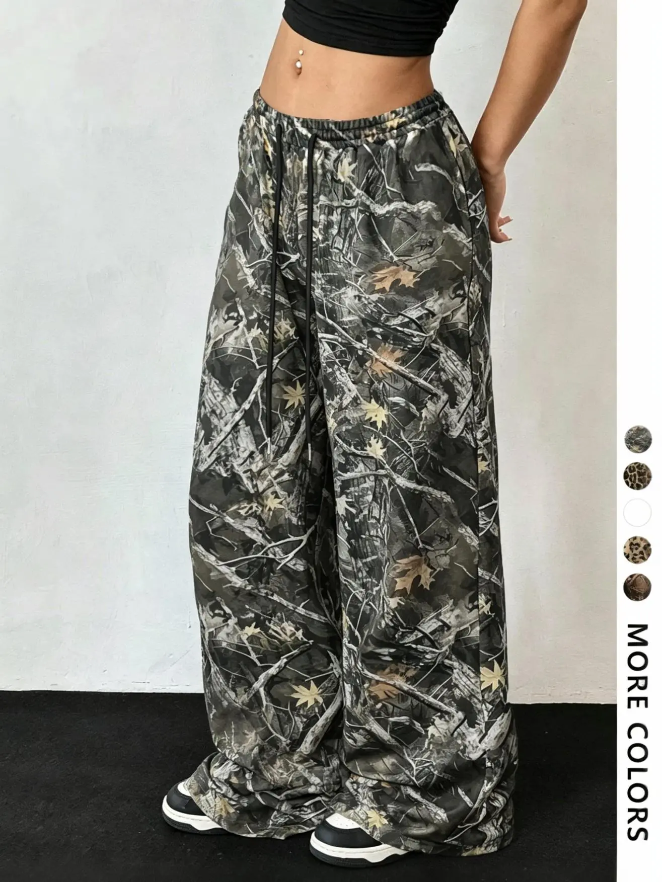 YGXY Unisex Camo Leaf Print Drawstring Waist Sweatpants, Casual Streetwear Pants, Casual Lounge Pants, Casual Pocket Trousers for All Seasons, SummerVibes Fashion Men's Bottoms for Daily Wear Everyday Essential