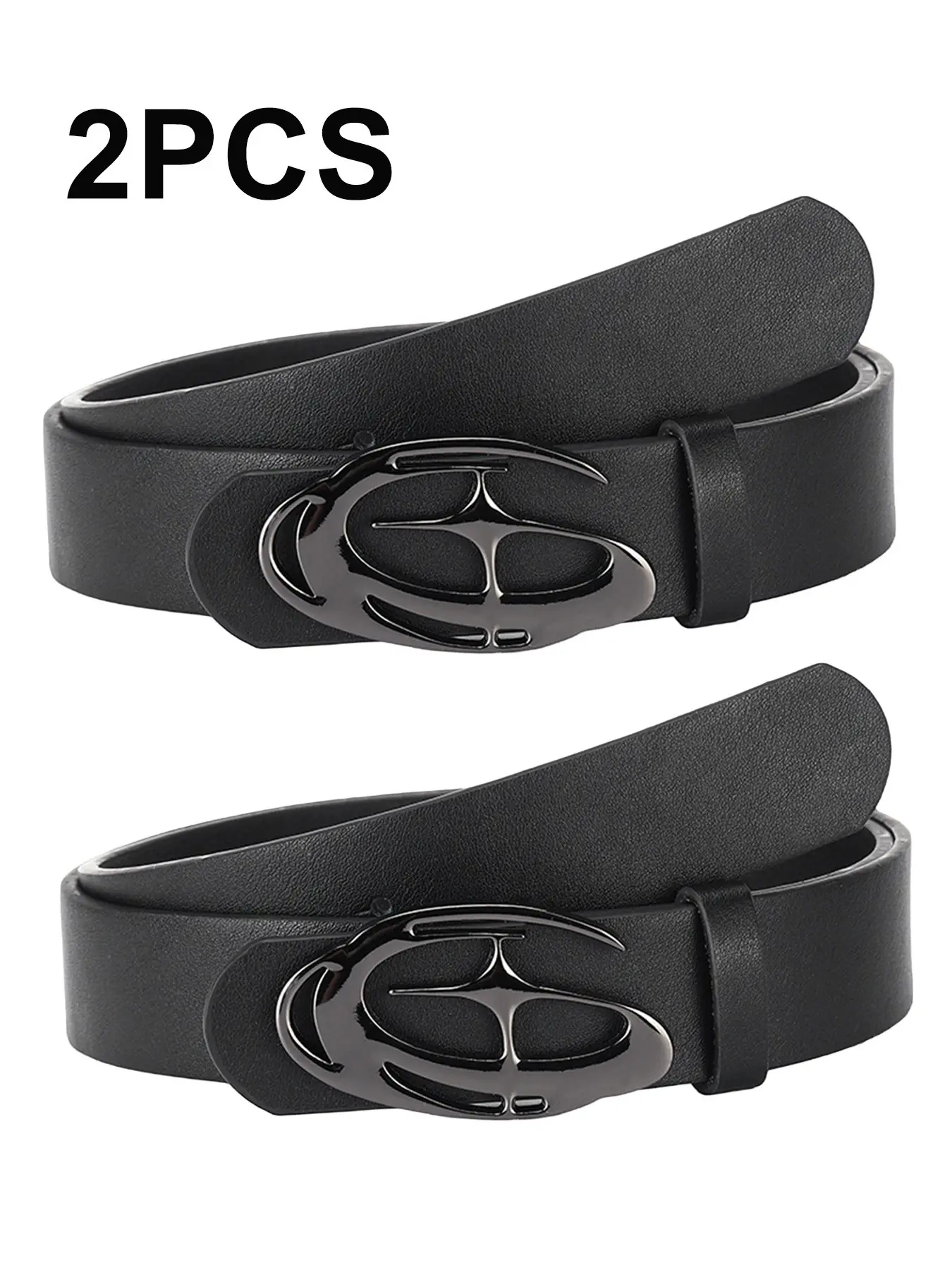 2-Pack Men's Fashion Star Pattern Metal Buckle Belt, Casual PU Material, All-Season Wear, Perfect Gift for Partners, Teens, Outdoor Activities, Star Decorated Belt, Belt With Buckle