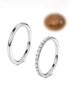 Stainless Steel Nose Ring Set, Unisex Fashion Rhinestone Decor Nose Ring, Body Jewelry, Nose Piercing Jewelry for Party, Daily Clothing Decor, Trendy All-match & Exquisite Jewelry for Gift