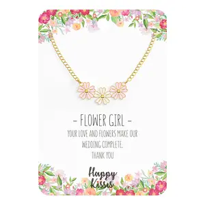 Flower Girl Necklace - Light Pink - Wedding Complete Thank You - Message Card