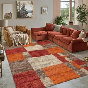 Geometric Pattern Floor Mat, 1 Count Non-slip Soft Floor Carpet, Decorative for Home Living Room Bedroom Hotel Dormitory, Modern Abstract Rug