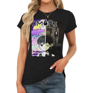 Omori Womens Round Neck Short Sleeves Tops Slim Fit T-shirts Basic T-shirts Womenswear Baby Birthday Cotton country concert outfits shirts women vintage graphic tees clothing Cute Party country concert outfits shirts women vintage graphic tees