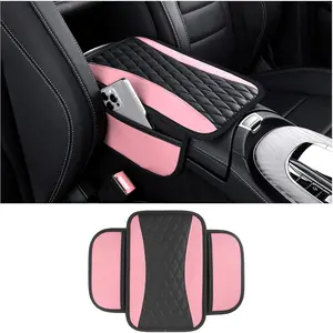 Leather  Center Console Cover with Side Pockets,Stylish  Decorations Interior Armrest Cover for  Seat Organizer, Center Console Protector Fit  SUV  ()