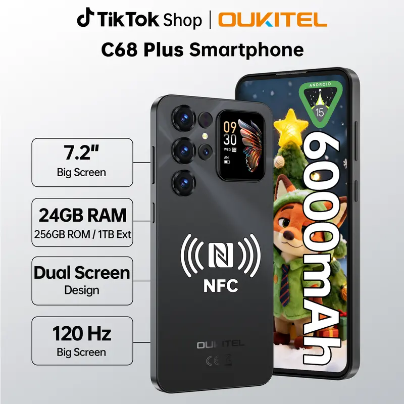 OUKITEL C69 Unlocked Cell Phone, 7.2''120Hz Display, 16GB(4+12)+